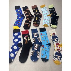 Different Touch Crew Socks 10 Pair Lot Novelty Mixed Pattern Multi 9-12 New